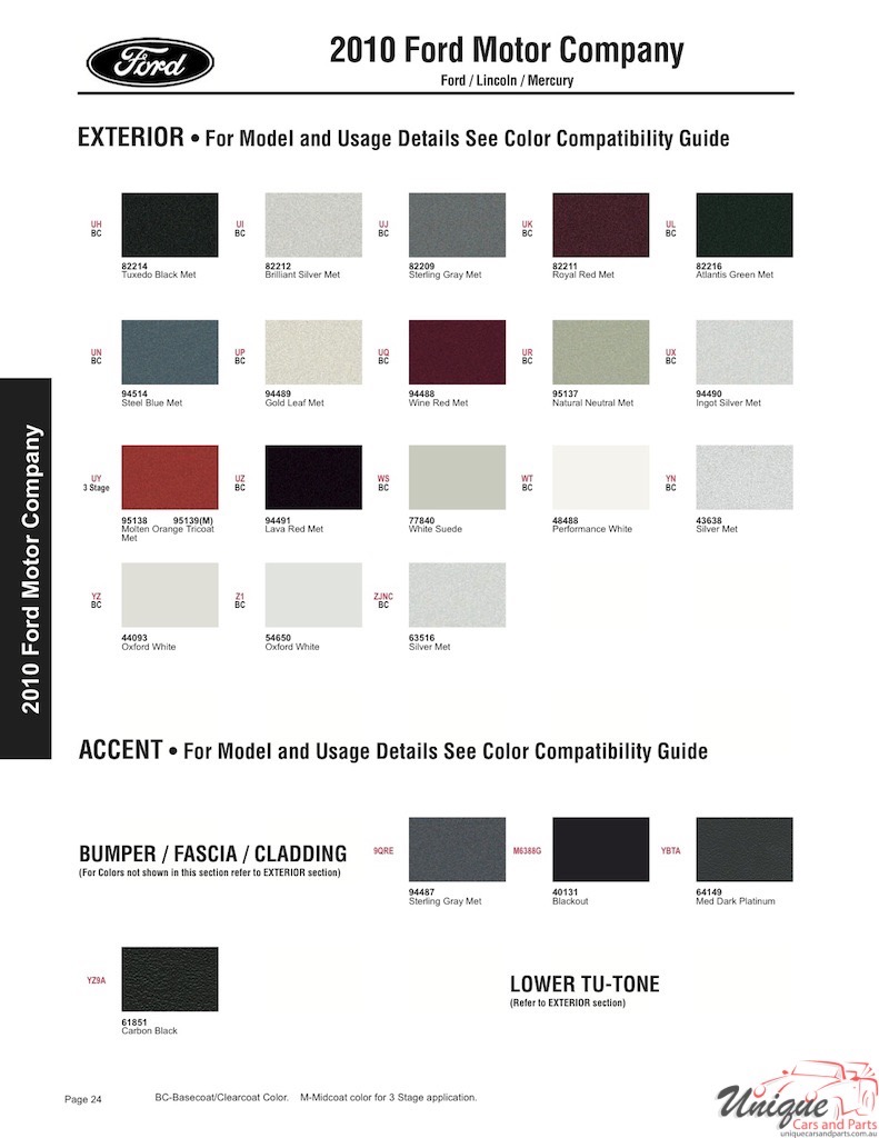 2001 Ford Paint Charts Sherwin-Williams 11